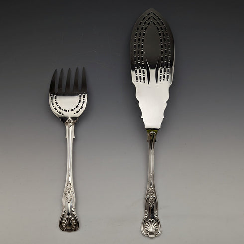 Late 19th century British antique silver plate fish server set in box Levesley Brothers